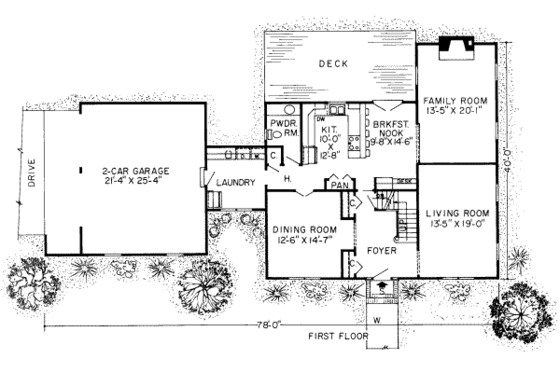 Floor Plan - Main Floor for Colonial House Plan #312-175 - 4 bed, 2.5 bath