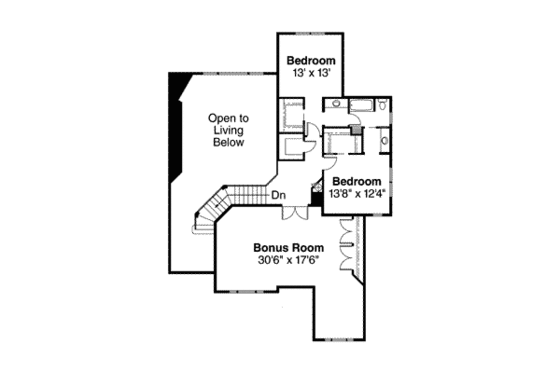 Floor Plan - Upper Floor for Traditional House Plan #124-486 - 3 bed, 2.5 bath