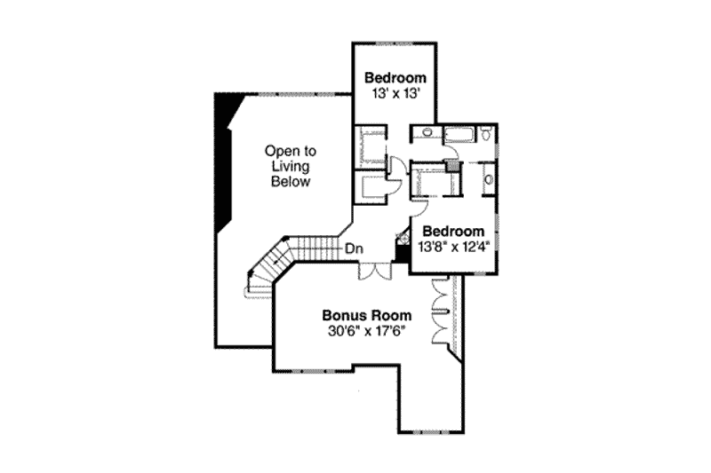 Architectural House Design - Floor Plan - Upper Floor for Traditional House Plan #124-486 - 3 bed, 2.5 bath