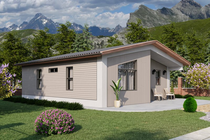 House Design - Exterior - Front Elevation 3 for Modern House Plan #1106-17 - 2 bed, 2 bath