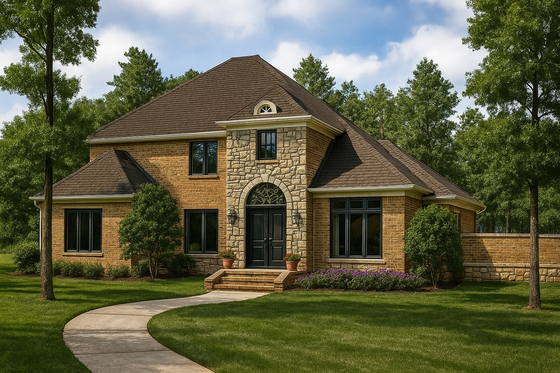 Exterior - Front Elevation for European House Plan #17-2305 - 5 bed, 4 bath