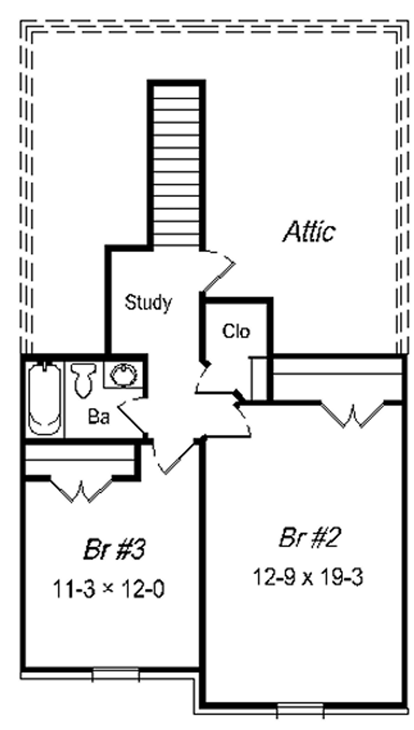Floor Plan - Upper Floor for Colonial House Plan #329-210 - 3 bed, 2 bath