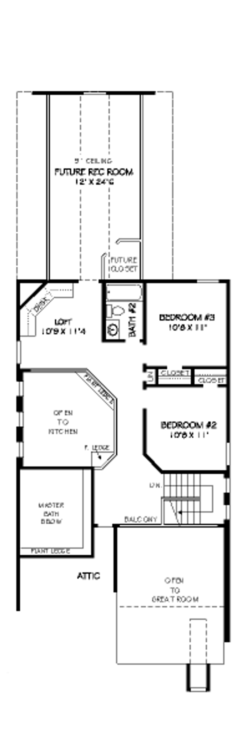 Floor Plan - Upper Floor for European House Plan #424-151 - 3 bed, 2.5 bath