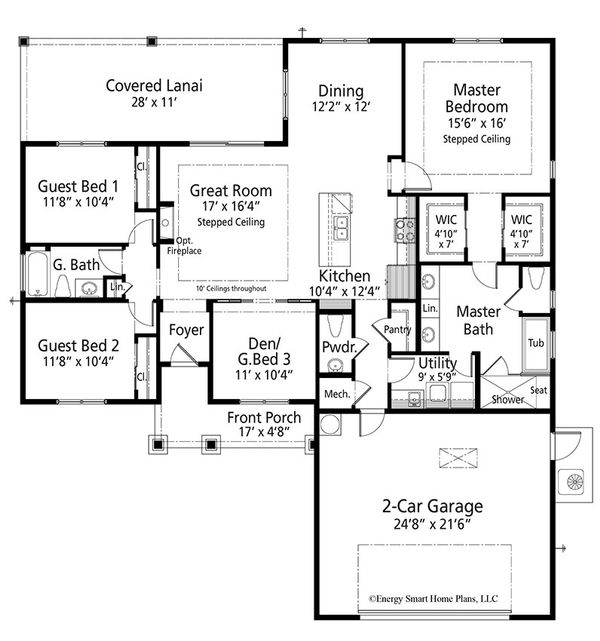 Craftsman Floor Plan - Main Floor Plan #938-94