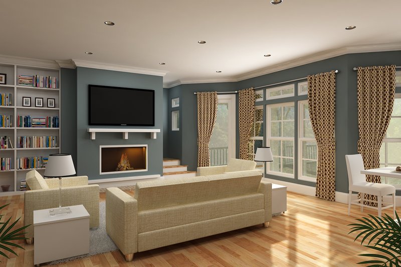 Dream House Plan - Interior - Family Room for Farmhouse House Plan #45-613 - 3 bed, 2 bath