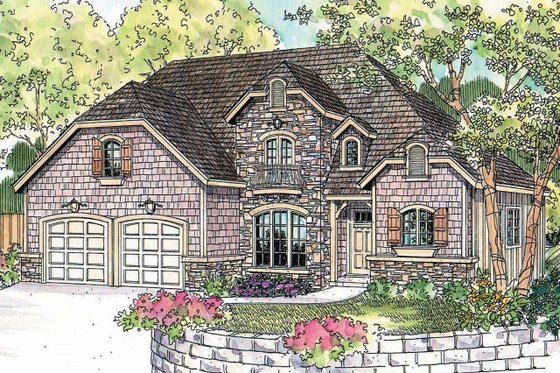 Exterior - Front Elevation 3 for European House Plan #124-688 - 3 bed, 2.5 bath