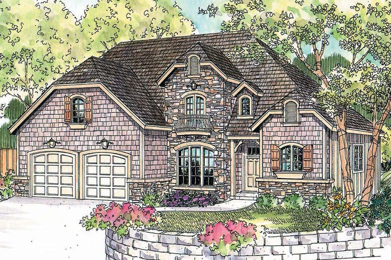 Home Plan - Exterior - Front Elevation 3 for European House Plan #124-688 - 3 bed, 2.5 bath