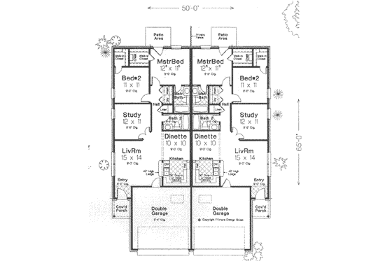 Floor Plan - Main Floor for Traditional House Plan #310-437 - 2 bed, 2 bath