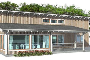 Exterior - Rear Elevation 1 for Modern House Plan #537-24 - 3 bed, 2 bath