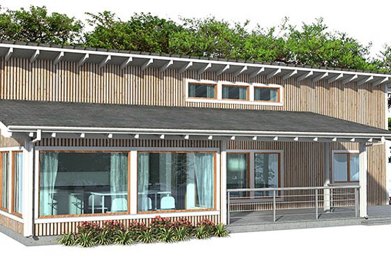 Exterior - Rear Elevation 1 for Modern House Plan #537-24 - 3 bed, 2 bath