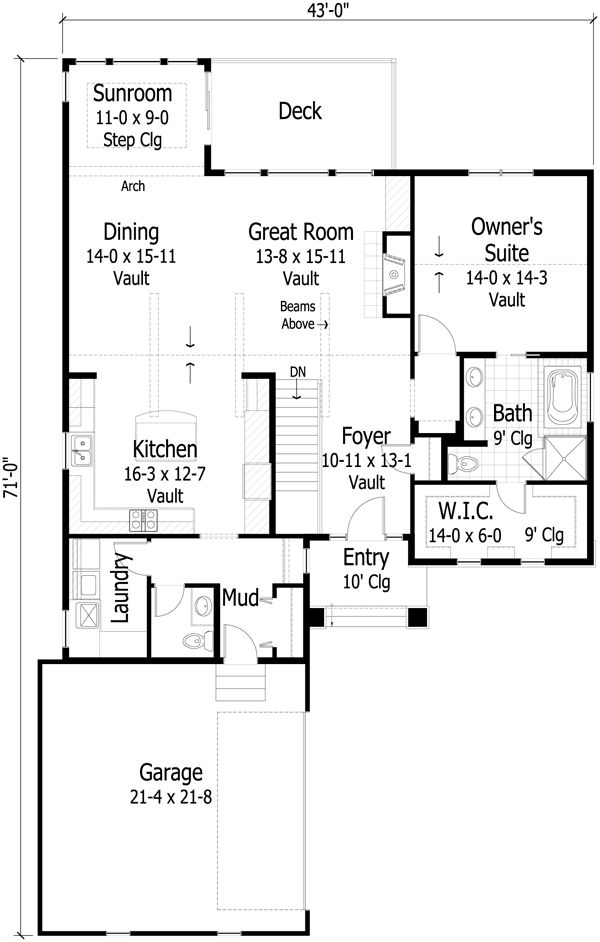 Country Floor Plan - Main Floor Plan #51-431