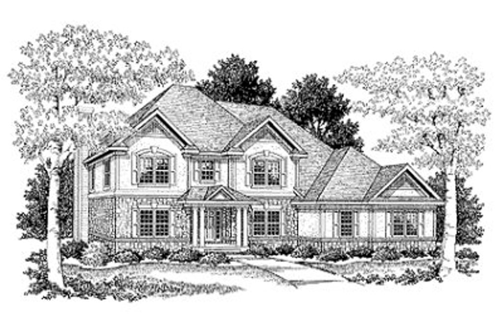 Exterior - Front Elevation 2 House Plan #70-462 - 4 bed, 2.5 bath
