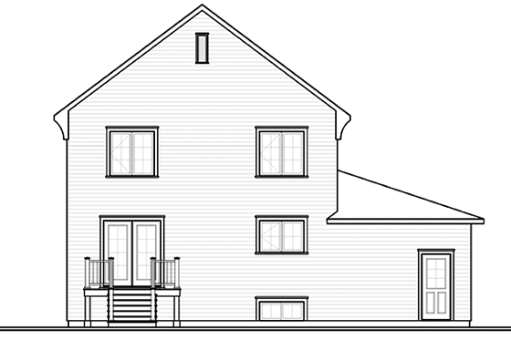 Exterior - Rear Elevation for Country House Plan #23-2466 - 3 bed, 1.5 bath