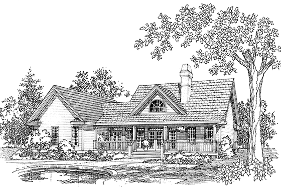 Exterior - Rear Elevation for Country House Plan #929-222 - 3 bed, 2 bath