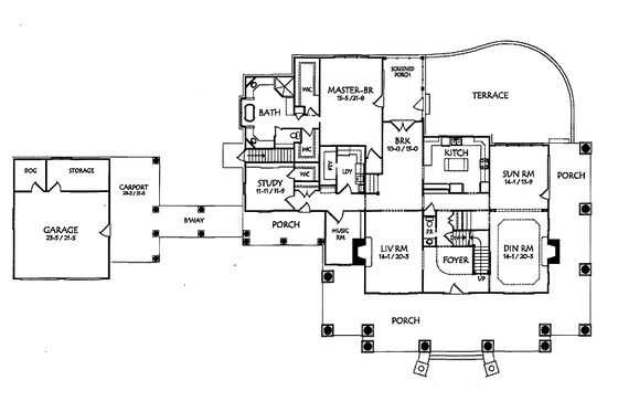 Floor Plan - Main Floor for Classical House Plan #71-146 - 4 bed, 3.5 bath