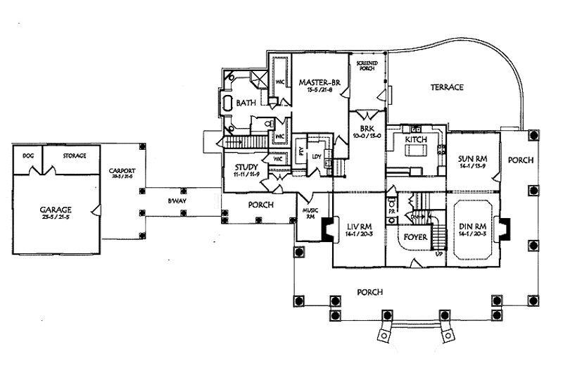 House Plan Design - Classical Floor Plan - Main Floor Plan #71-146