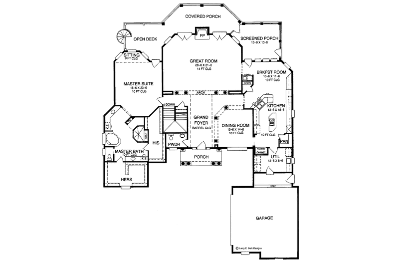 Home Plan - Floor Plan - Main Floor for Adobe / Southwestern House Plan #952-145 - 3 bed, 3.5 bath