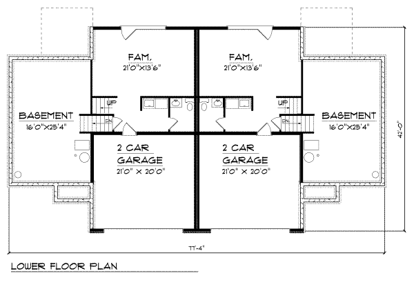 House Blueprint - Traditional Floor Plan - Lower Floor Plan #70-743