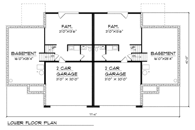 Home Plan - Floor Plan - Lower Floor for Traditional House Plan #70-743 - 3 bed, 2.5 bath