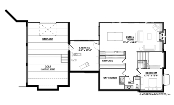 Architectural House Design - Contemporary Floor Plan - Lower Floor Plan #928-273