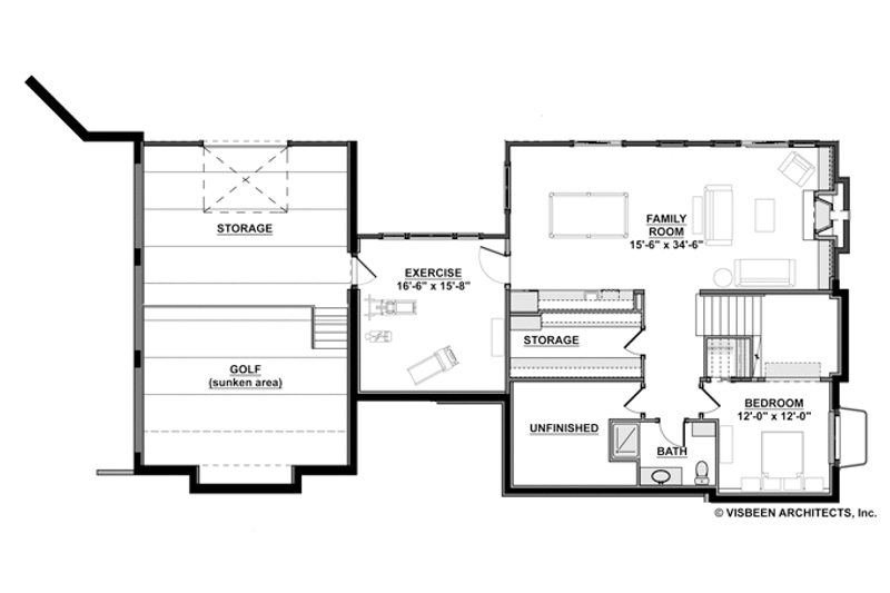 Architectural House Design - Floor Plan - Lower Floor for Contemporary House Plan #928-273 - 3 bed, 2.5 bath