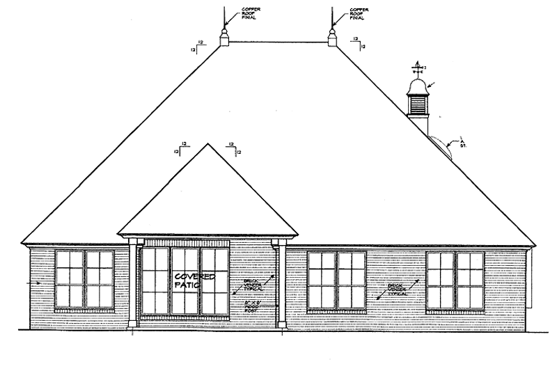 Home Plan - Exterior - Rear Elevation for Country House Plan #310-1230 - 3 bed, 2.5 bath