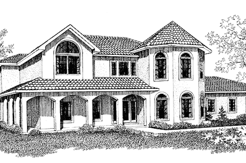 House Blueprint - Mediterranean Exterior - Front Elevation Plan #72-962