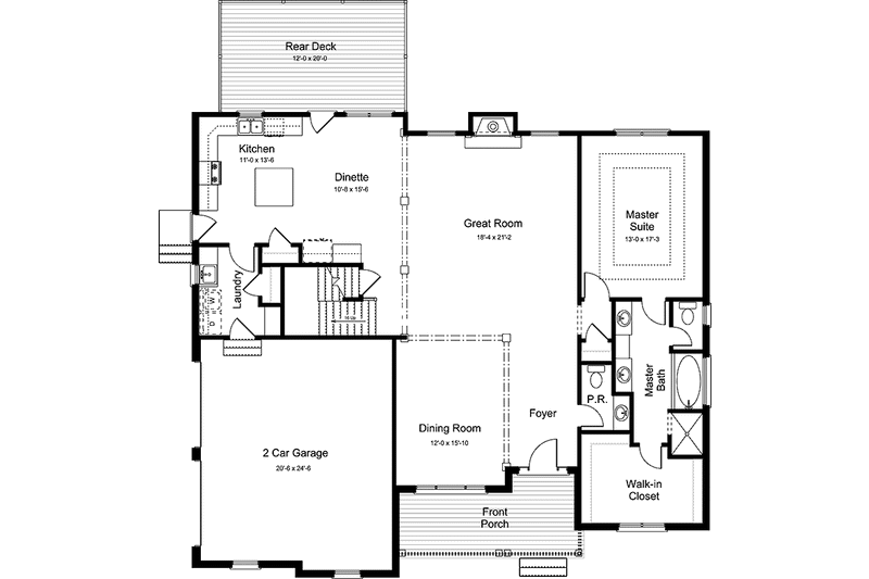 Architectural House Design - Floor Plan - Main Floor for Country House Plan #994-26 - 4 bed, 3.5 bath