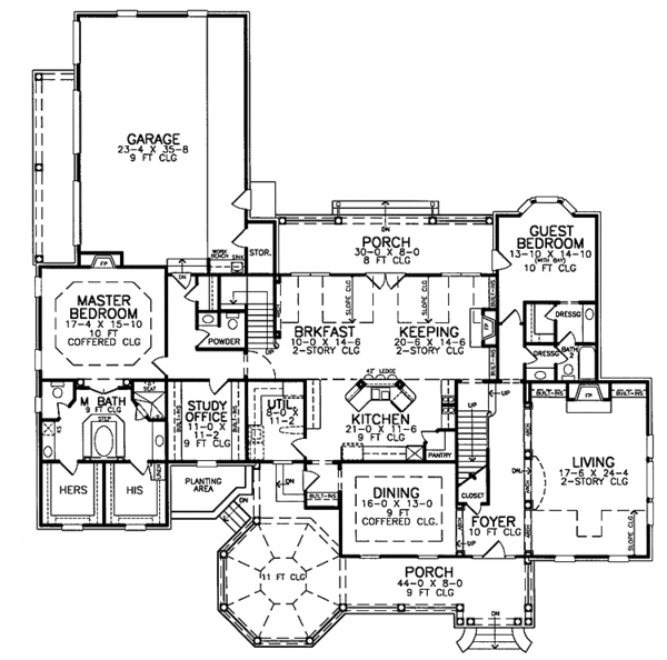 House Blueprint - Country Floor Plan - Main Floor Plan #952-250