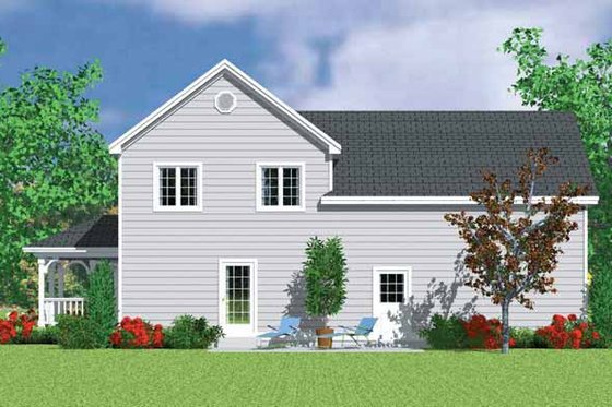 Exterior - Rear Elevation for Country House Plan #72-1116 - 3 bed, 2.5 bath