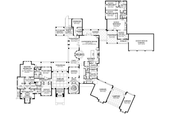 Floor Plan - Main Floor for Mediterranean House Plan #1058-151 - 8 bed, 6.5 bath
