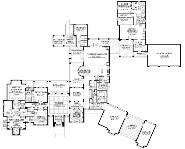 Architectural House Design - Mediterranean Floor Plan - Main Floor Plan #1058-151