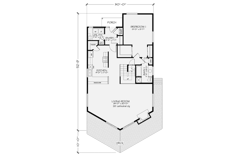 House Blueprint - Floor Plan - Main Floor for European House Plan #320-1013 - 3 bed, 2 bath
