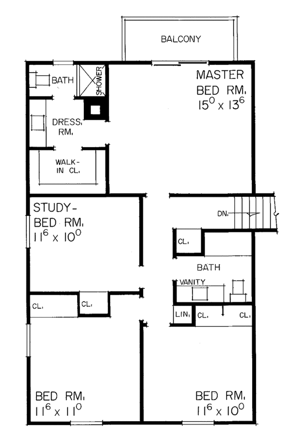 Architectural House Design - Contemporary Floor Plan - Upper Floor Plan #72-576