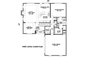 Floor Plan - Main Floor for Traditional House Plan #81-13900 - 3 bed, 2.5 bath