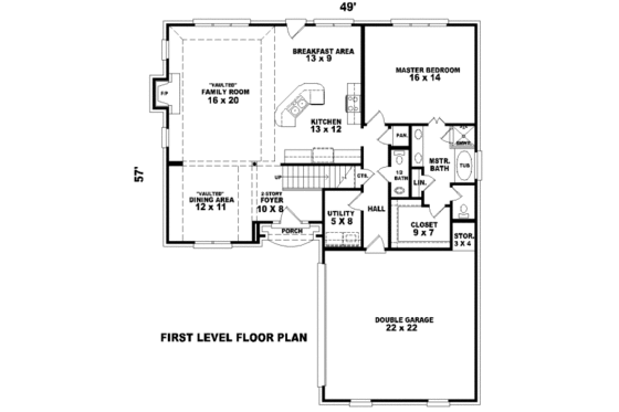 Floor Plan - Main Floor for Traditional House Plan #81-13900 - 3 bed, 2.5 bath