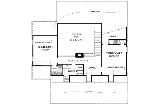 Floor Plan - Upper Floor for Southern House Plan #137-110 - 4 bed, 3 bath