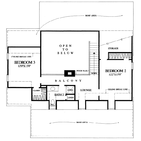 Southern Floor Plan - Upper Floor Plan #137-110