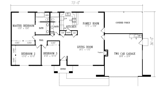 Adobe / Southwestern Floor Plan - Main Floor Plan #1-305
