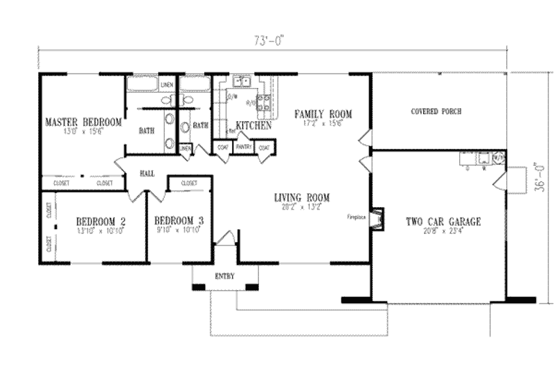 Dream House Plan - Floor Plan - Main Floor for Adobe / Southwestern House Plan #1-305 - 3 bed, 2 bath