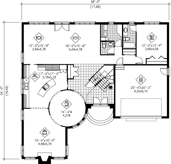 European Floor Plan - Main Floor Plan #25-285
