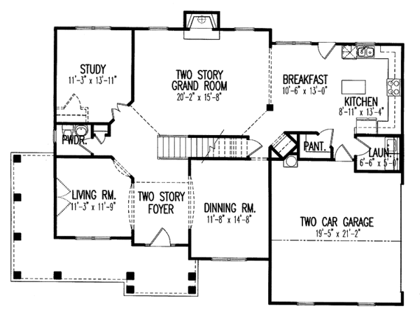 House Plan Design - Country Floor Plan - Main Floor Plan #54-180