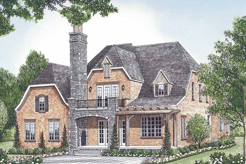 Architectural House Design - Exterior - Rear Elevation for European House Plan #453-580 - 3 bed, 3.5 bath