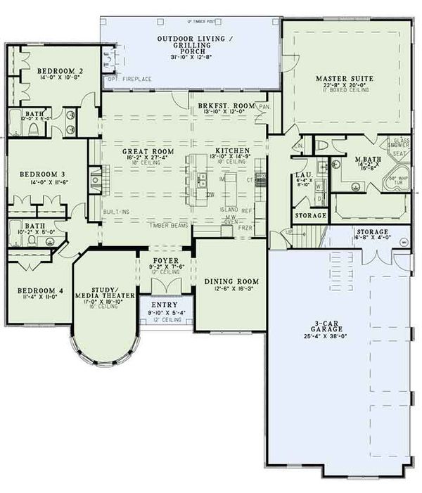 Home Plan - European Floor Plan - Main Floor Plan #17-3386