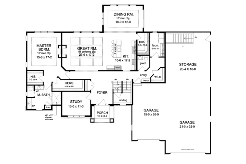 House Design - Floor Plan - Main Floor for Traditional House Plan #1010-97 - 4 bed, 3.5 bath