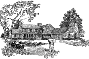 Exterior - Front Elevation for Country House Plan #72-645 - 4 bed, 2 bath