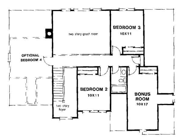 Architectural House Design - Colonial Floor Plan - Upper Floor Plan #129-174