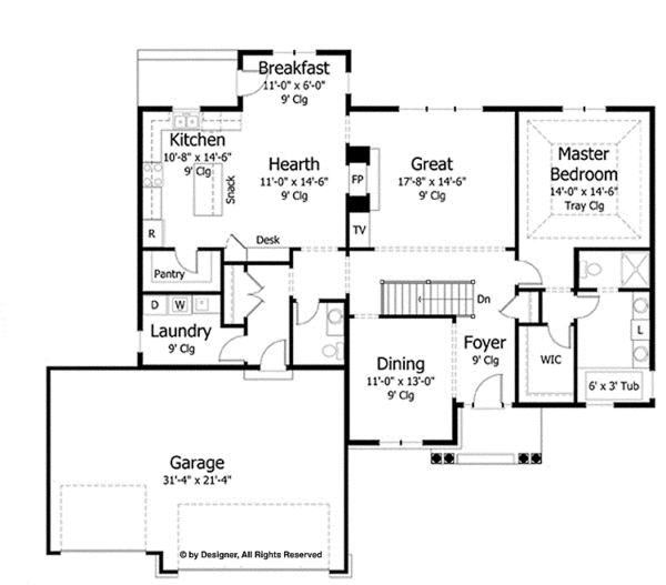 House Plan Design - European Floor Plan - Main Floor Plan #51-975