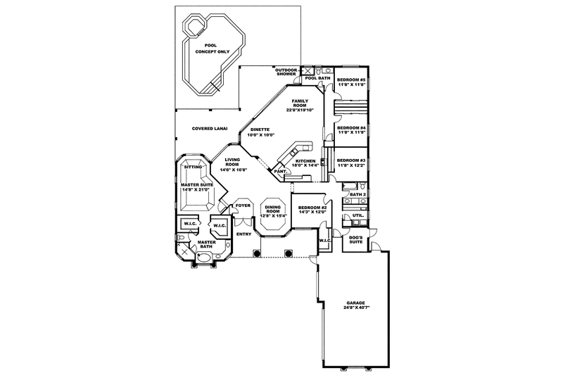Home Plan - Floor Plan - Main Floor for Mediterranean House Plan #1017-122 - 5 bed, 3 bath