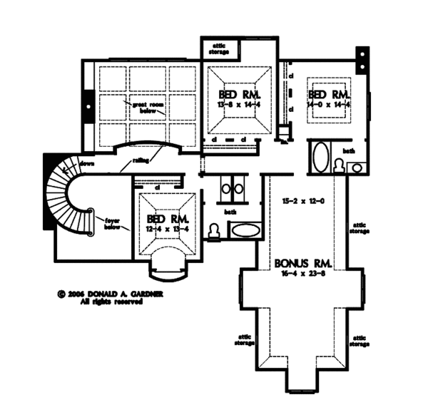 House Blueprint - European Floor Plan - Upper Floor Plan #929-855